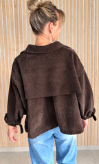 Veste oversize LANA – Choco en velours texturé