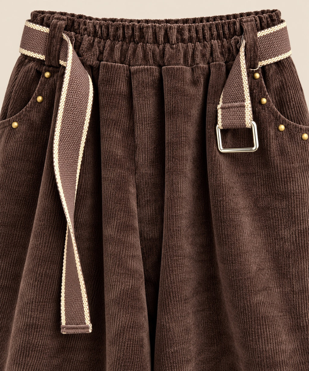 Pantalon barrel velours chocolat