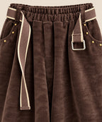 Pantalon barrel velours chocolat