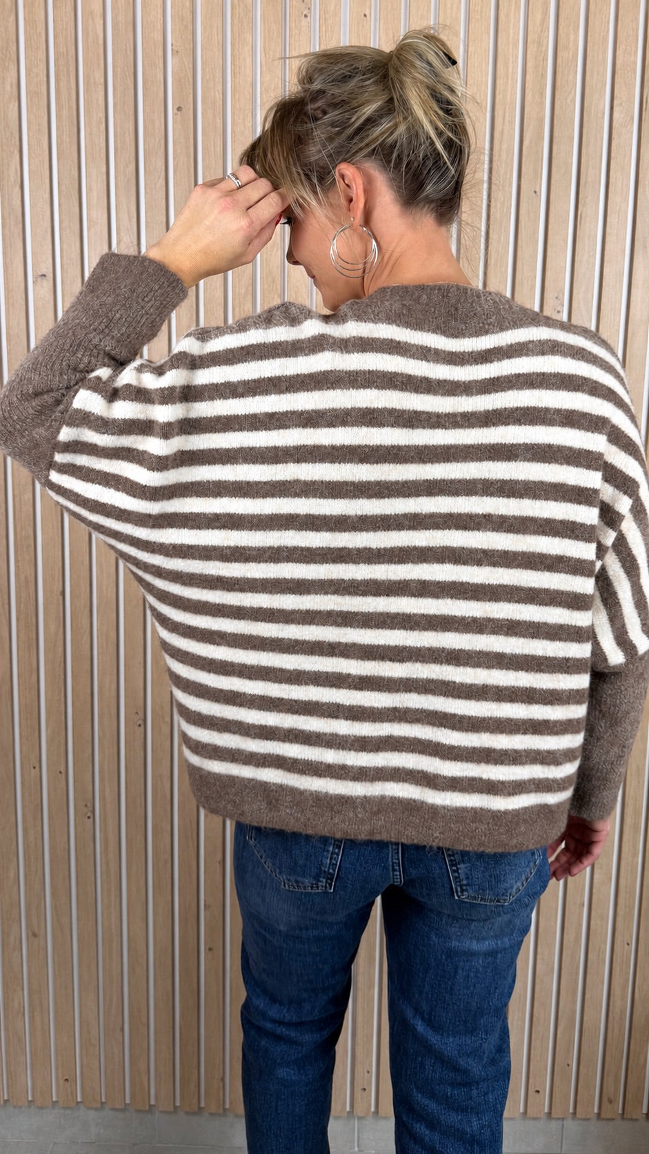 Pull LOU – Rayé taupe