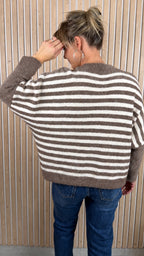 Pull LOU – Rayé taupe