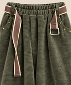 Pantalon barrel velours vert olive