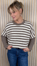 Pull LOU – Rayé taupe