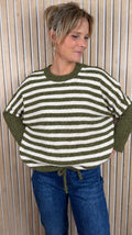 Pull LOU – Rayé vert olive