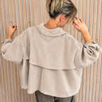 Veste oversize LANA – Beige en velours texturé
