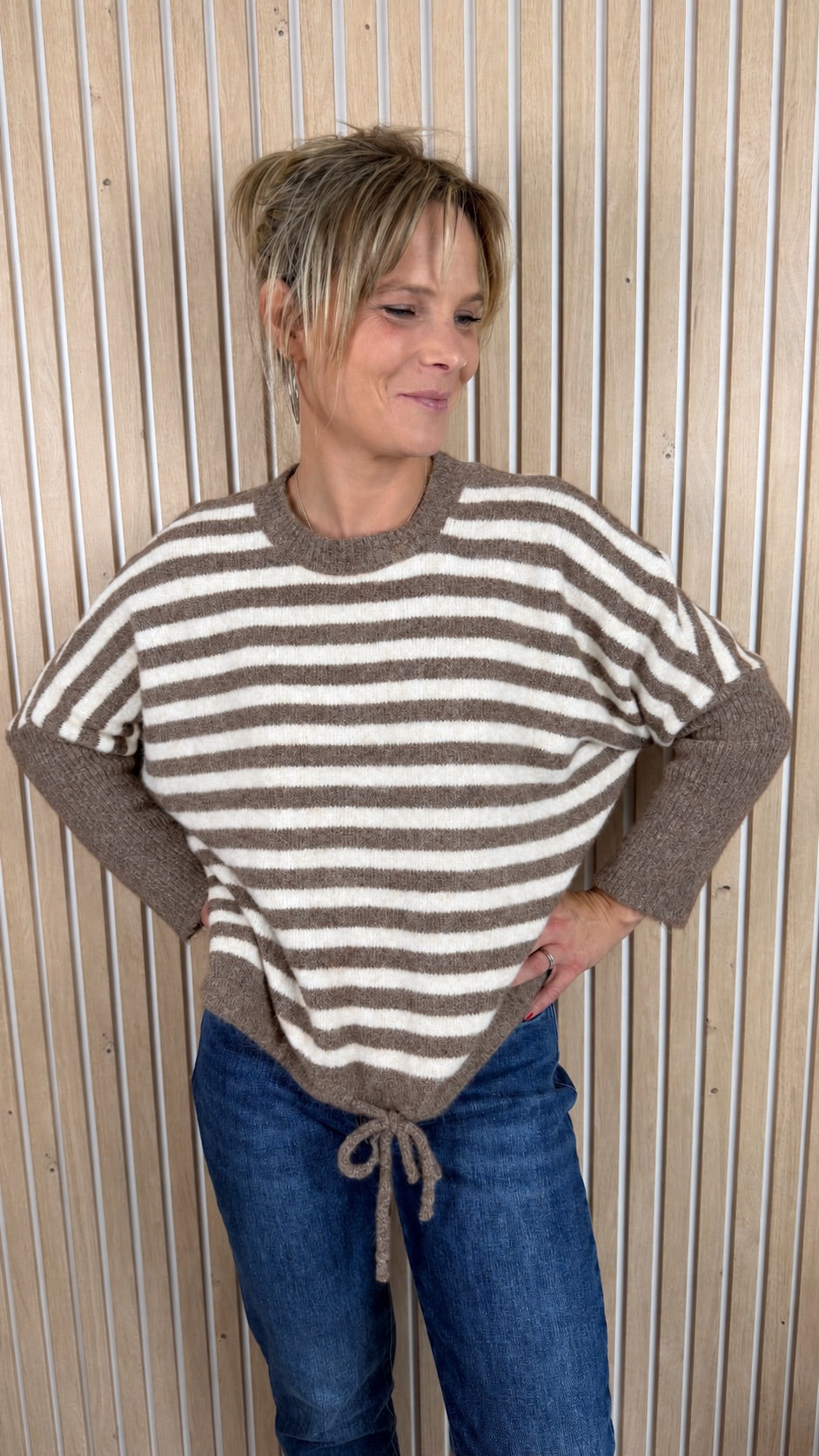 Pull LOU – Rayé taupe