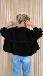 Veste oversize LANA – Noire en velours texturé
