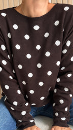 Pull brun à pois