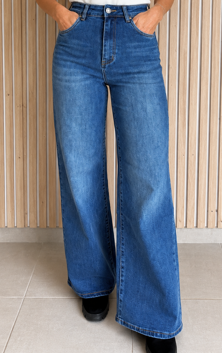Jean wide leg foncé Cara
