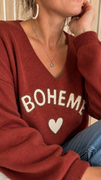 Pull terracotta « Bohème » à cœur