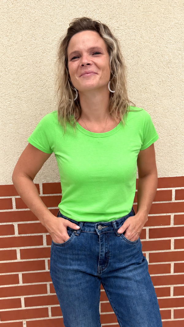 T-shirt basic vert pomme 100 % coton