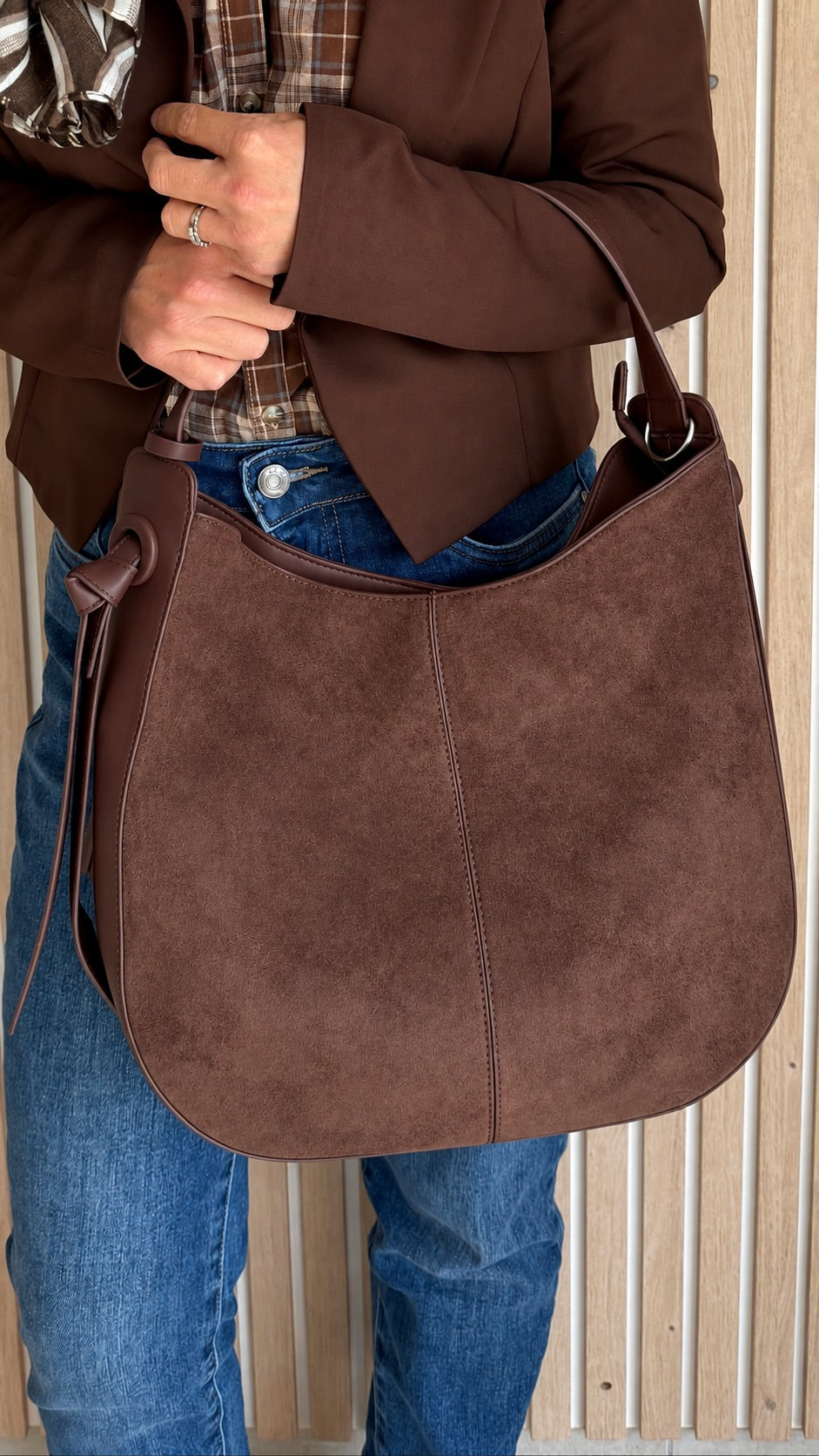 Sac hobo bimatière chocolat