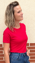 T-shirt basic rouge tomate 100 % coton
