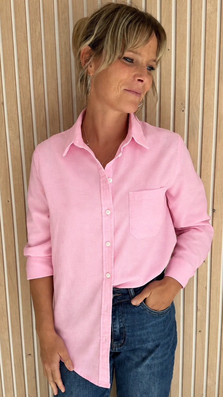 Chemise oversize rose