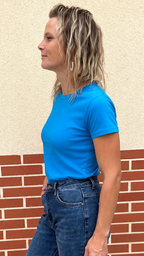 T-shirt basic bleu tropical 100 % coton