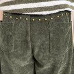 Pantalon barrel velours vert olive